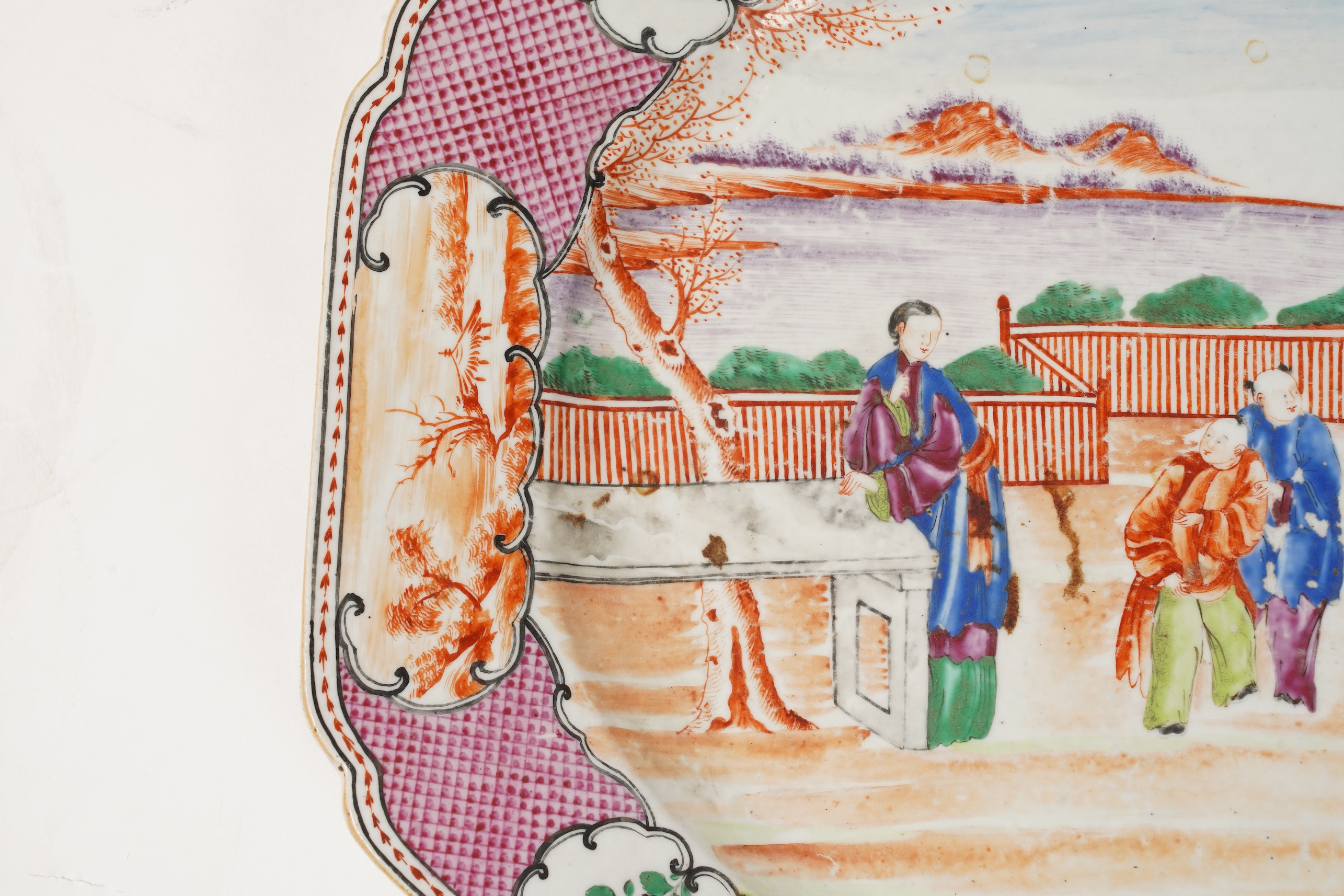 Three Chinese famille rose ‘mandarin’ serving dishes, Qianlong period